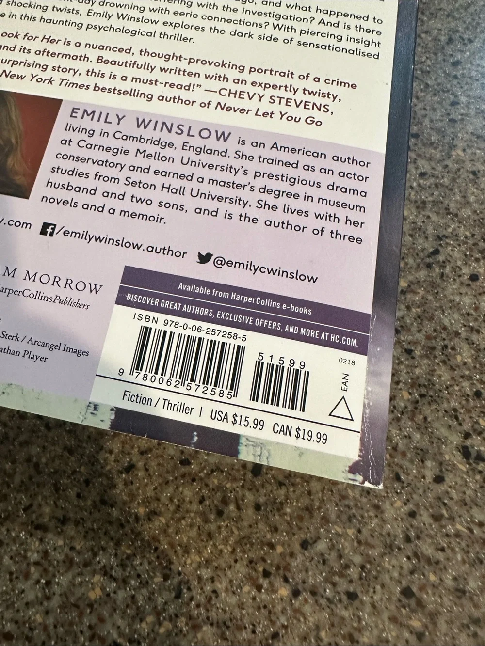 Look for Her by Emily Winslow - Purple & Black Paperback Novel
